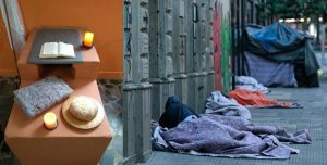 Our altar includes a blanket, one that is very commonly seen in São Paulo during the cold months for those who live on the streets. The peace flag reminds us all of our commitment to Gospel values.